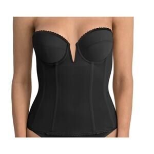 Vivienne Deep Front Plunge V-Wire Longline Strapless Bridal Bra 34C #8890 NWT